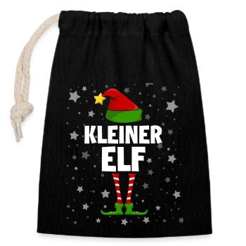 Kleiner Elf Weihnachten - Verschließbarer Geschenkbeutel aus Baumwolle (14x20cm) - Schwarz - Vorne