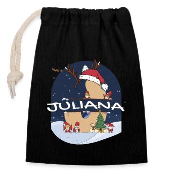 Génial nom de Juliana w chapeau de père Noël dans le thème de Noël - Sac cadeau en coton avec cordon (14 x 20 cm) - noir - Devant