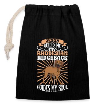 Jésus et mon Rhodesian Ridgeback - Sac cadeau en coton avec cordon (14 x 20 cm) - noir - Devant