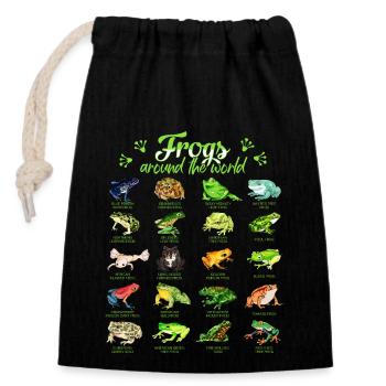 Grenouilles du monde - Grenouille - Sac cadeau en coton avec cordon (14 x 20 cm) - noir - Devant