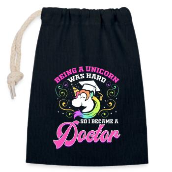 Mme docteur diplôme Ph.D. drôle cadeau - Sac cadeau en coton avec cordon (14 x 20 cm) - bleu marine - Devant