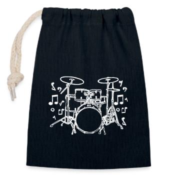 Drawn painted drum set - Verschließbarer Geschenkbeutel aus Baumwolle (14x20cm) - Navy - Vorne