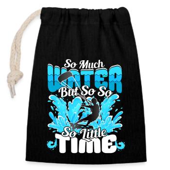 Tant d’eau mais si peu de temps - KiteSurfer - Sac cadeau en coton avec cordon (14 x 20 cm) - noir - Devant
