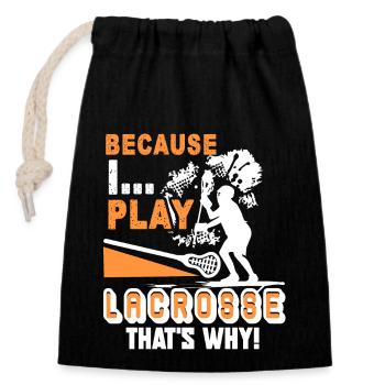 Lacrosse I Play Lacrosse - Closable cotton gift bag (14x20cm) - black - Front