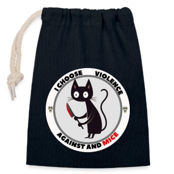 t-shirt :I Choose Violence Against Mice 🐱 - Closable cotton gift bag (14x20cm) - navy - Front