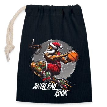 Santa Claus Slam Dunk Basketball Jingle Ball Rock - Closable cotton gift bag (14x20cm) - navy - Front