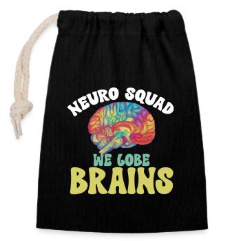 Neurology, Nurse, Brain, Neurologist - Closable cotton gift bag (14x20cm) - black - Front
