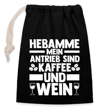Geburtshelferin Hebamme - Verschließbarer Geschenkbeutel aus Baumwolle (14x20cm) - Schwarz - Vorne