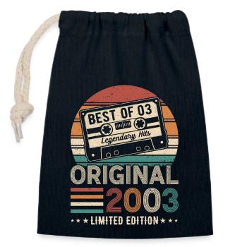 2003 Vintage Anniversaire - Sac cadeau en coton avec cordon (14 x 20 cm) - bleu marine - Devant