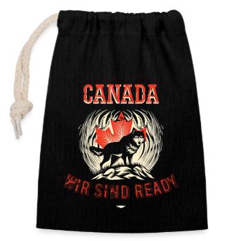 Flair canadien : nature et faune - Sac cadeau en coton avec cordon (14 x 20 cm) - noir - Devant
