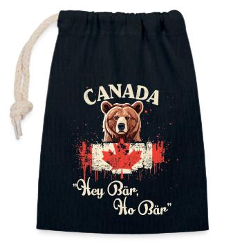 Aventure canadienne avec les ours - Sac cadeau en coton avec cordon (14 x 20 cm) - bleu marine - Devant