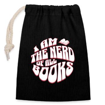 Book Nerd - Lecture de livres Professeur d’anglais rétro - Sac cadeau en coton avec cordon (14 x 20 cm) - noir - Devant