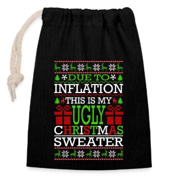 Due to Inflation - Ugly Christmas Sweater - Verschließbarer Geschenkbeutel aus Baumwolle (14x20cm) - Schwarz - Vorne