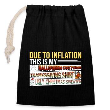 En raison de l’inflation - Costume d’Halloween - Sac cadeau en coton avec cordon (14 x 20 cm) - noir - Devant