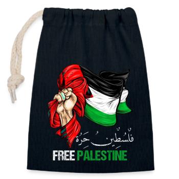 Palestine - Sac cadeau en coton avec cordon (14 x 20 cm) - bleu marine - Devant