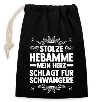 Geburtshelferin Hebamme - Verschließbarer Geschenkbeutel aus Baumwolle (14x20cm) - Schwarz - Vorne