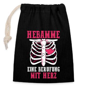 Geburtshelferin Hebamme - Verschließbarer Geschenkbeutel aus Baumwolle (14x20cm) - Schwarz - Vorne