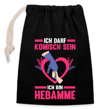 Geburtshelferin Hebamme - Verschließbarer Geschenkbeutel aus Baumwolle (14x20cm) - Schwarz - Vorne