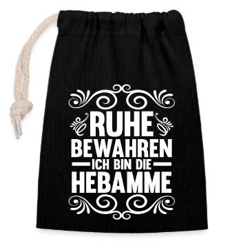 Geburtshelferin Hebamme - Verschließbarer Geschenkbeutel aus Baumwolle (14x20cm) - Schwarz - Vorne
