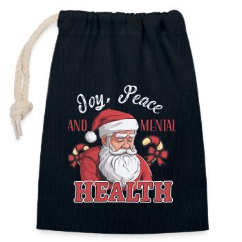 Mental Health Christmas Anti-Christmas - Closable cotton gift bag (14x20cm) - navy - Front