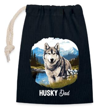 Husky - Closable cotton gift bag (14x20cm) - navy - Front