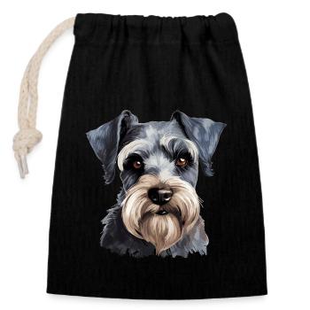 Schnauzer - Sac cadeau en coton avec cordon (14 x 20 cm) - noir - Devant