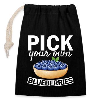 Heidelbeere Frucht Blaubeere - Verschließbarer Geschenkbeutel aus Baumwolle (14x20cm) - Schwarz - Vorne
