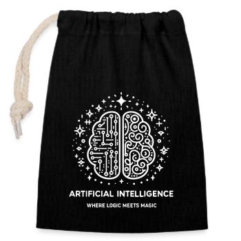 Artificial Intelligence Where Logic Meets Magic - Closable cotton gift bag (14x20cm) - black - Front