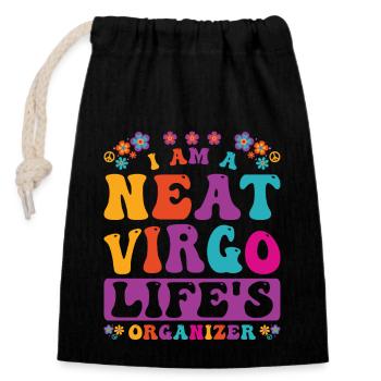 Virgo Zodiac Personality Groovy Cool Virgo Idea - Closable cotton gift bag (14x20cm) - black - Front
