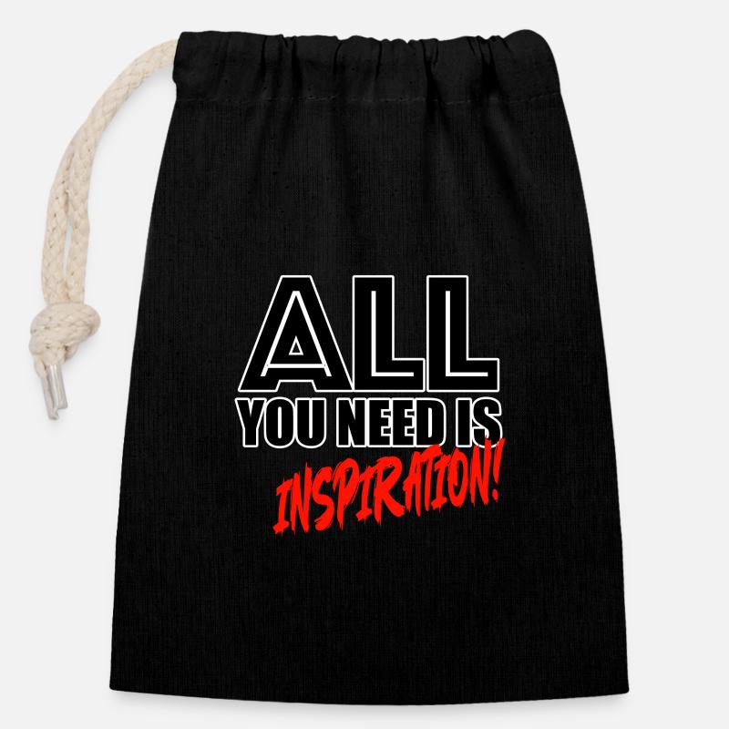 Tout ce dont vous avez besoin, c’est d’inspiration ! - Sac cadeau en coton avec cordon (14 x 20 cm) - noir