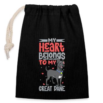 Dog Love - Great Dane - Closable cotton gift bag (14x20cm) - black - Front