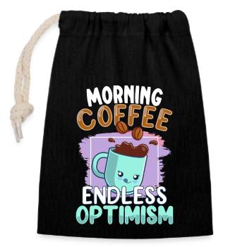Coffee lover Caffeine and positivity Coffee-themed - Verschließbarer Geschenkbeutel aus Baumwolle (14x20cm) - Schwarz - Vorne