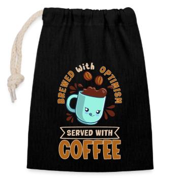 Coffee lover Caffeine and positivity Coffee-themed - Verschließbarer Geschenkbeutel aus Baumwolle (14x20cm) - Schwarz - Vorne
