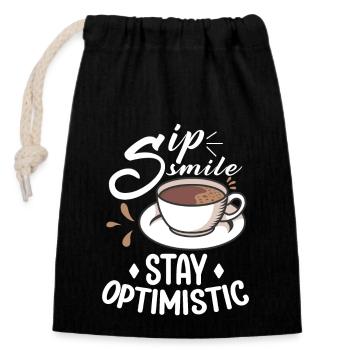 Coffee lover Caffeine and positivity Coffee-themed - Verschließbarer Geschenkbeutel aus Baumwolle (14x20cm) - Schwarz - Vorne