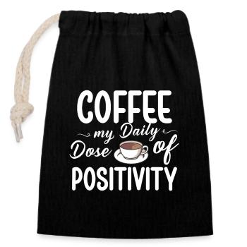 Coffee lover Caffeine and positivity Coffee-themed - Verschließbarer Geschenkbeutel aus Baumwolle (14x20cm) - Schwarz - Vorne