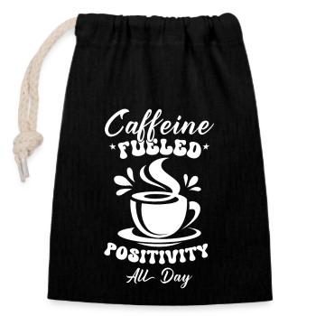 Coffee lover Caffeine and positivity Coffee-themed - Verschließbarer Geschenkbeutel aus Baumwolle (14x20cm) - Schwarz - Vorne