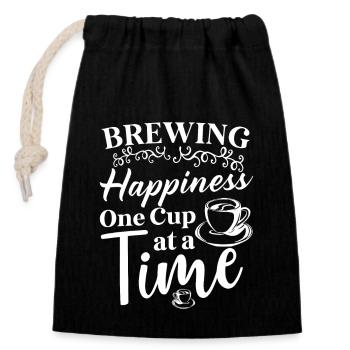 Coffee lover Caffeine and positivity Coffee-themed - Verschließbarer Geschenkbeutel aus Baumwolle (14x20cm) - Schwarz - Vorne