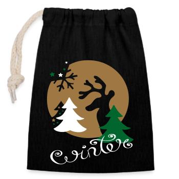 Bagatelle - Sac cadeau en coton avec cordon (14 x 20 cm) - noir - Devant