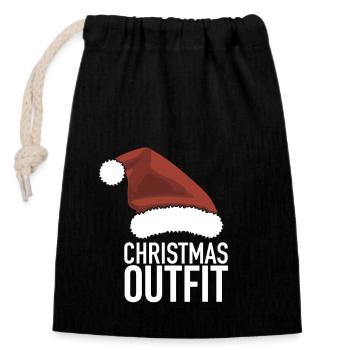 Tenue de Noël - Sac cadeau en coton avec cordon (14 x 20 cm) - noir - Devant