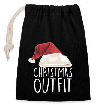 Tenue de Noël - Sac cadeau en coton avec cordon (14 x 20 cm) - noir - Devant