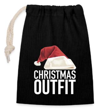 Tenue de Noël - Sac cadeau en coton avec cordon (14 x 20 cm) - noir - Devant