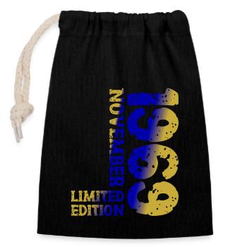 1969 November Limited Edition 54th Birthday Decoration - Closable cotton gift bag (14x20cm) - black - Front