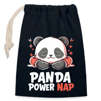 Panda Power Nap - Closable cotton gift bag (14x20cm) - navy - Front