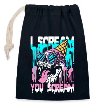 I scream you scream | cool summer skull - Closable cotton gift bag (14x20cm) - navy - Front