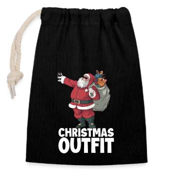 Tenue de Noël - Sac cadeau en coton avec cordon (14 x 20 cm) - noir - Devant