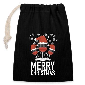 Merry Christmas - Closable cotton gift bag (14x20cm) - black - Front