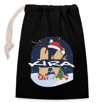 Nom génial de Kira w chapeau de père Noël dans le thème de Noël - Sac cadeau en coton avec cordon (14 x 20 cm) - noir - Devant