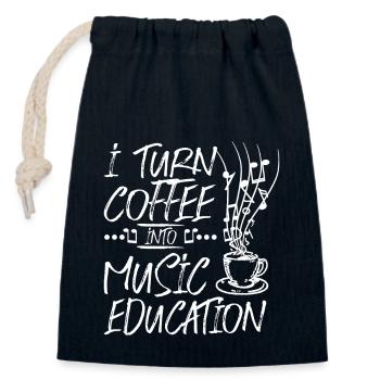 I turn coffee into music education - Closable cotton gift bag (14x20cm) - navy - Front