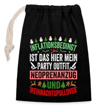Aufgrund der Preiserhöhung - Weihnachtsspruch - Verschließbarer Geschenkbeutel aus Baumwolle (14x20cm) - Schwarz - Vorne