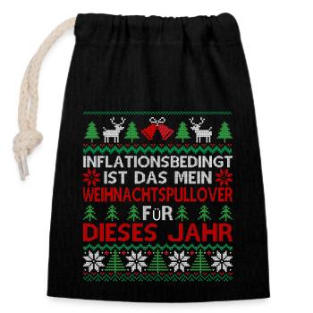 Aufgrund der Preiserhöhung - Ugly Christmas Pulli - Verschließbarer Geschenkbeutel aus Baumwolle (14x20cm) - Schwarz - Vorne